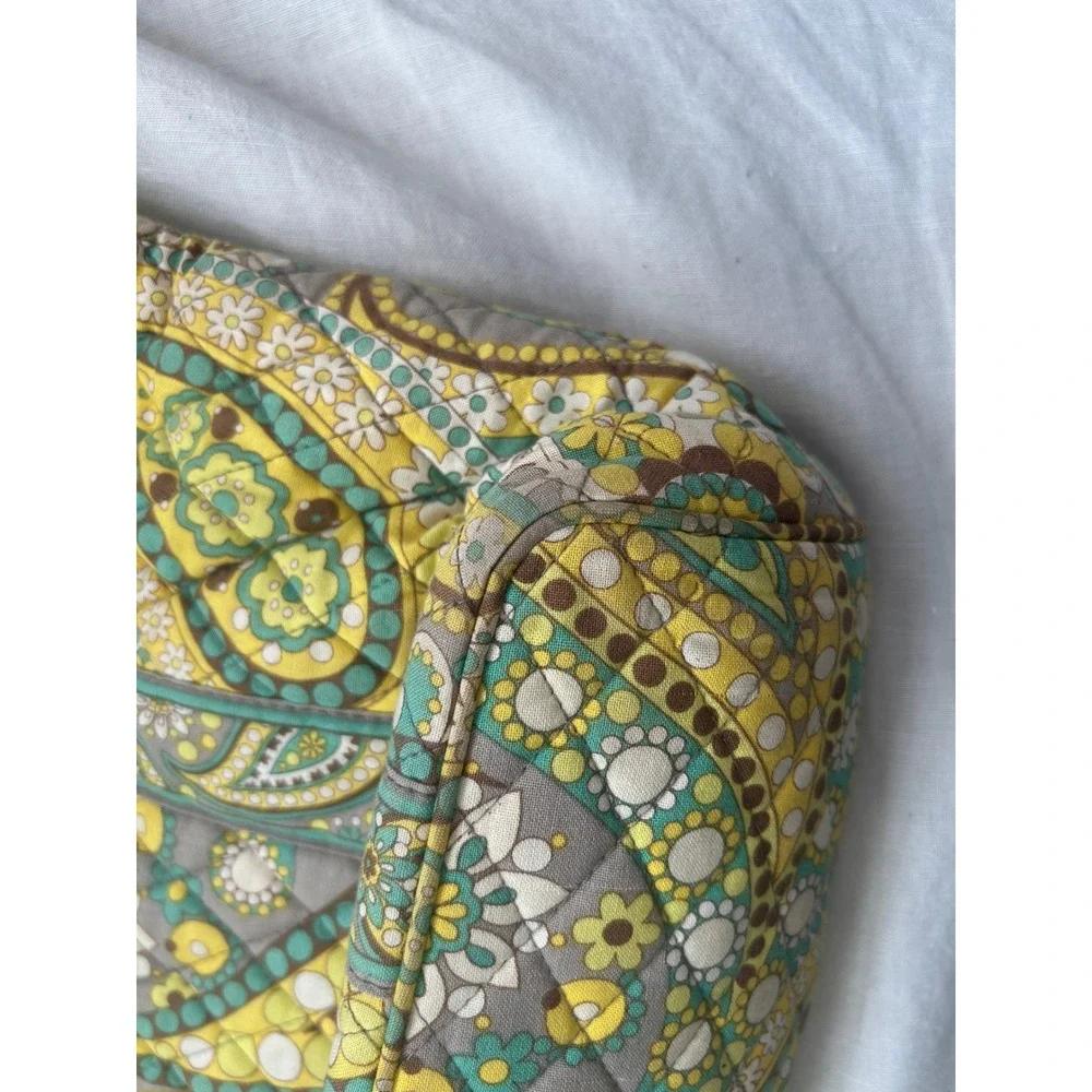 Vera Bradley Sun Valley Quilted Cotton‎ Tote Bag Yellow Teal Paisley Zip Top#480